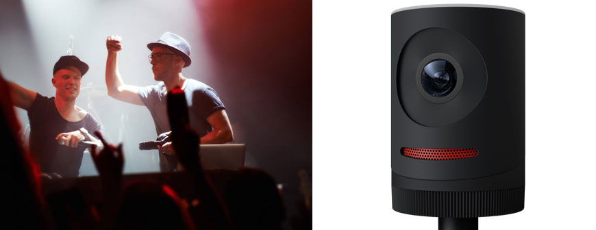 Mevo camera side by side with a live event