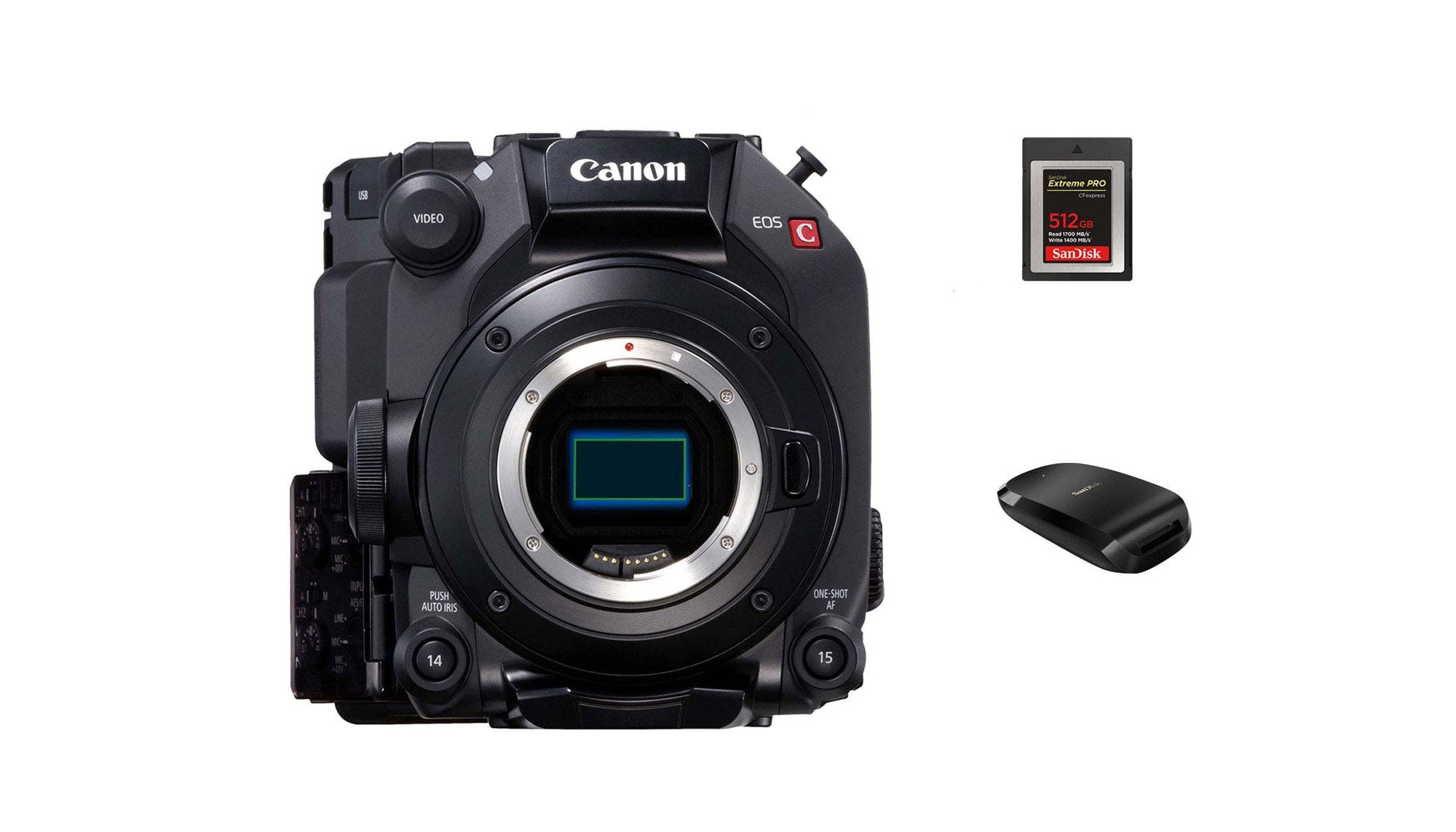 Canon EOS C300 Mark III EF Mount Digital Cinema Camera Body + 512GB CFexpress Card + Reader