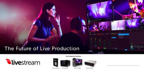 woman and man working with livestream production equipment