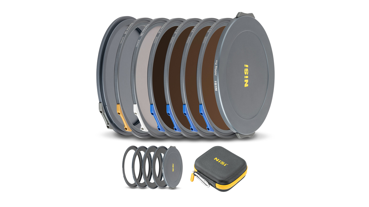 NiSi JetMag Pro Cinema Kit 82MAG Magnetic Filter Kit (FS ND 2 Stop, FS ND 3 Stop, FS ND 4 Stop, FS ND 6 Stop, TC CPL, Black Mist 1/8, 67mm/72mm/77mm/82mm Adaptors, Two Front Caps, Back Cap, Caddy Pouch)