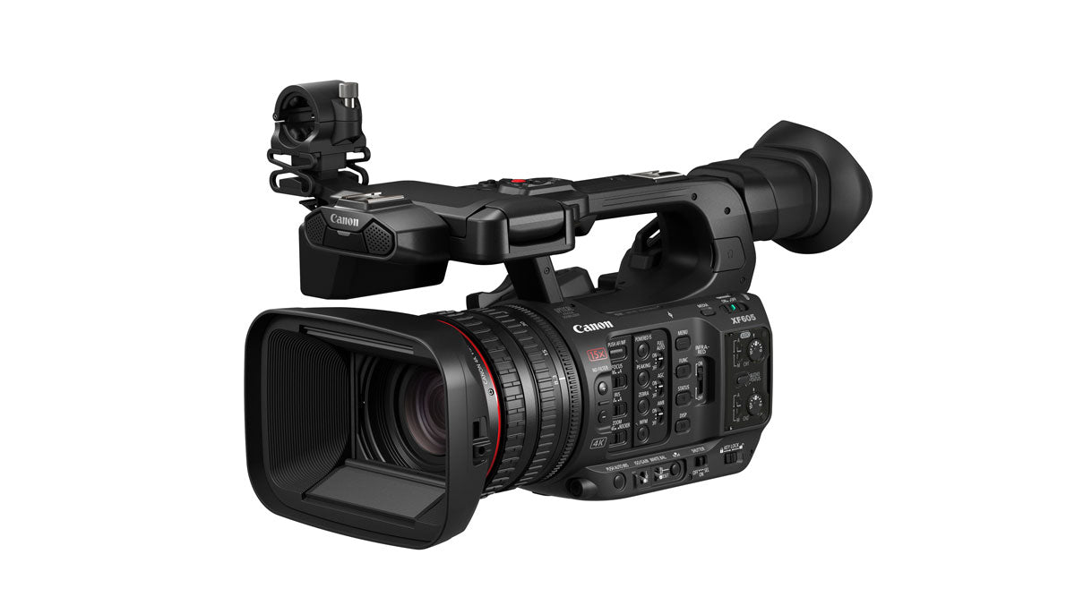 Canon XF605 4K Professional Camcorder front angle view