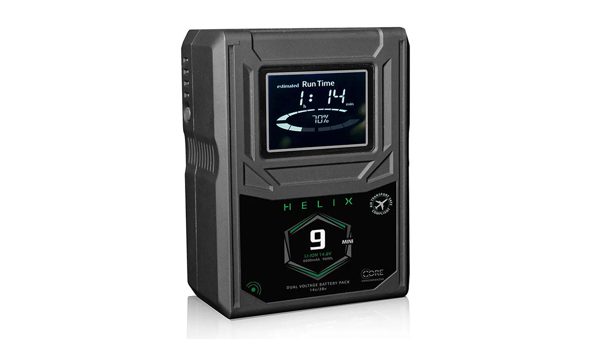 Core SWX Helix 9 Mini V-Mount Dual Voltage Battery Front