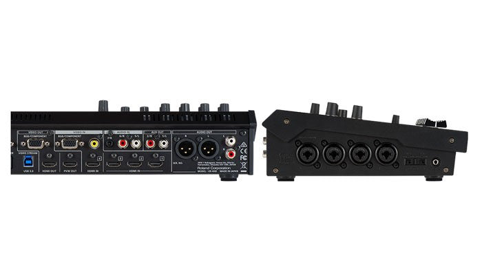 Roland VR-4HD HD AV Mixer rear and side showing inputs